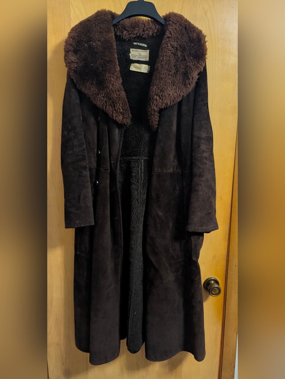Vintage Saks Fifth Avenue Dark Brown Suede Leather Trench Coat XL